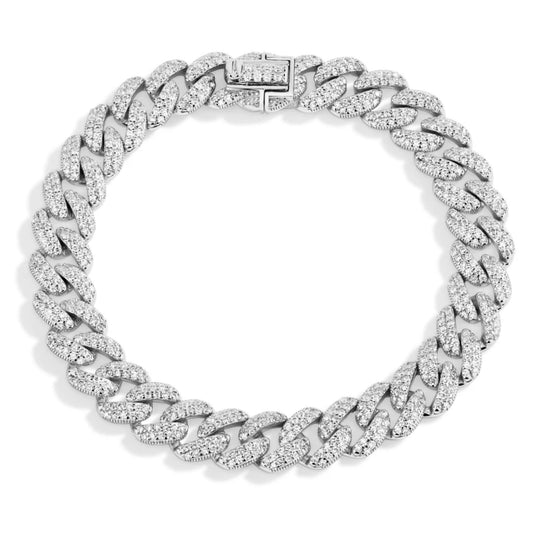 Iced Out Cuban Bracelet (Silver)